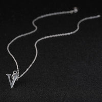 Sterling Silver Plated Necklace Women Pendant Initial Letter Alphabet B375