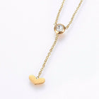 Stainless Steel Set Earrings Pendant Necklace  Heart Gold Silver 16.54" P729