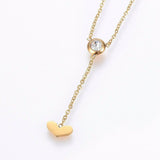 Stainless Steel Set Earrings Pendant Necklace  Heart Gold Silver 16.54" P729