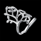 Sterling Silver Plated Ring Women's Tree Of Life Adjustable Size B542