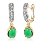 Platinum Plated Earrings Drop Dangle AAA Zirconia Blue Latch Back Clasp L591