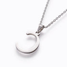 Stainless Steel Set Stud Earring Pendant Necklace Alphabet Letter 17.7" P495