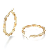 Stainless Steel Hoop Earring Hypoallergenic Ear Nut Twisted Ring Gold  Z282