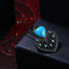 Platinum Plated Necklace Pendant Heart Kallaite  Blue 18 Inches 1MM Lobster B190