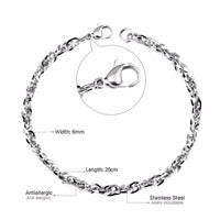 Stainless Steel Women's Unisex Bracelet Bangle 7.8 Inch Lobster Clasp Y8