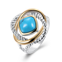 Platinum Black Gunmetal Plated Ring Halo Womens Kallaite Stone Blue B504