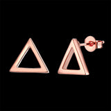 Rose Gold Plated Earrings Triagle Stud Push Back Clasp L514