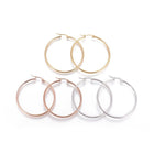 Stainless Steel Hoop Earrings Rose Gold Silver 40x2mm  0.7x1mm 3 pairs/set P188
