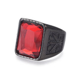 Stainless Steel Wide Band Ring Cannabis Pot Leaf Hemp Leaf Black Red Z675