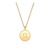 Pendant Necklace Chains Flat Round Initial Alphabet Letter Gold 16.15" P652