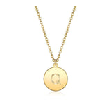 Pendant Necklace Chains Flat Round Initial Alphabet Letter Gold 16.15" P652