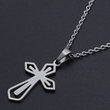 Stainless Steel Pendant Necklace Lobster Clasp Cross Gold 17.71" 1.5mm P100