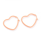 Stainless Steel Hoop Earrings Heart Purple Green Pink Yellow 1.5" To 2.2" P575