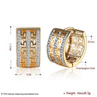 Yellow Gold Platinum Plated Earrings Hoop Huggies Zirconia Latch Back Clasp L548