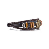 Leather Bracelet  Brown 8.5 Inches 20MM Push button  L442