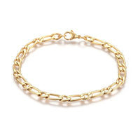 Stainless Steel Figaro Bracelet Lobster Gold 8.2" (21cm) 5mm Silver Z179