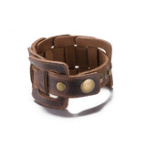 Leather Bracelet Brown 9 Inches 40MM Push button L443