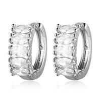 Brass Micro Pave Cubic Zirconia Hoop Earrings Clear Platinum 16x18x6mm  1mm Z357