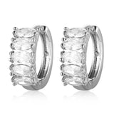 Brass Micro Pave Cubic Zirconia Hoop Earrings Clear Platinum 16x18x6mm  1mm Z357