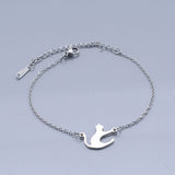 Stainless Steel Kitten Bracelet Lobster Cat Silhouette Silver Ajustable Z208