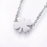 Stainless Steel Set Pendant Necklace Earrings Bracelets Clover Gold 16.54" P736