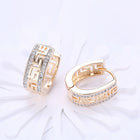 Platinum Plated Earrings Hoop Huggies AAA Zirconia Latch Back Clasp L544