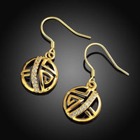 Yellow Gold Platinum Plated Fish Hook Drop Dangle Bali Earrings L118