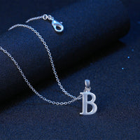 Sterling Silver Plated Necklace Women Pendant Initial Letter Alphabet B375