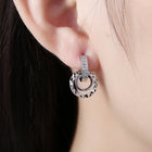 Yellow Gold Platinum Plated Earrings Drop Dangle Zirconia  Latch Back Clasp L578