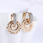 Yellow Gold Platinum Plated Earrings Drop Dangle Zirconia  Latch Back Clasp L578