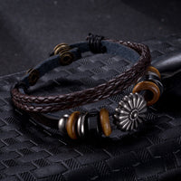 Leather Bracelet  Brown 8.5 Inches 20MM Push button  L442