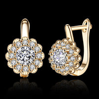Platinum Plated Earrings  Hoop Huggies AAA Zirconia Latch Back Clasp L582