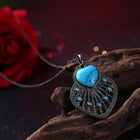 Platinum Plated Necklace Pendant Heart Kallaite  Blue 18 Inches 1MM Lobster B190