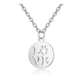 304 Stainless Steel Pendant Necklace Round Word Love Silver Color 16" 1mm A406