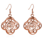 Yellow Rose Gold Plated Earrings Flower Chadelier Fish Hook Clasp L652