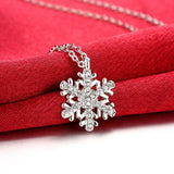 Rose Platinum Plated Necklace Pendant Snow Flake 20 Inches 1MM Lobster B129