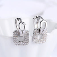 Platinum Plated Earrings  Drop Dangle AAA Zirconia Latch Back Clasp L577