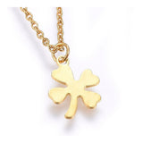 304 Stainless Steel Pendant Necklace Lobster Clover Gold 17.7' 1.5mm  A267