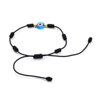 Adjustable Nylon Threads Braided Bead Bracelet Handmade Evil Eye Light Blue Z136