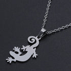 Stainless Steel Pendant Necklace Lobster Clasp Gecko Silver 17.71" 1.5mm P78
