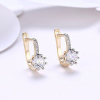 Yellow Gold Plated Earrings  Hoop Huggies AAA Zirconia  Latch Back Clasp L592