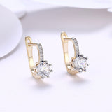Yellow Gold Plated Earrings  Hoop Huggies AAA Zirconia  Latch Back Clasp L592