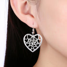 Yellow Gold Platium Plated Earrings Heart Chadelier Fish Hook Clasp L631