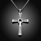 Rose Gold Platinum Plated Necklace Pendant Cross Zirconia 28 Inches 1.5MM B88
