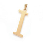 Stainless Steel Pendant 2" Earrings Necklace 17.7" Set Alphabet Letter Gold P814