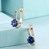 Yellow Gold Plated Earrings  Hoop Huggies AAA Zirconia  Latch Back Clasp L592