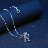 Sterling Silver Plated Necklace Women Pendant Initial Letter Alphabet B375