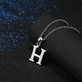 Sterling Silver Plated Necklace Women Pendant Initial Letter Alphabet B375