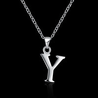 Sterling Silver Plated Necklace Women Pendant Initial Letter Alphabet B375