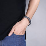 Stainless Steel Leather Bracelet 7.87 Inch Omega Clasp L331